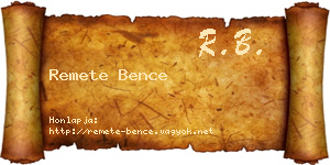 Remete Bence névjegykártya